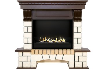 Биокамин в портале Firezo Pierre luxe Темный дуб белый, стандарт