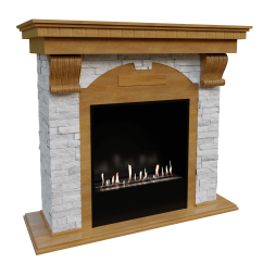 Биокамин в портале Firezo Dublin Дуб, Сланец Белый, стандарт