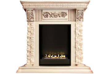 Биокамин в портале Firezo Luxemburg (каменный) Сланец Слоновая кость с патиной, стандарт